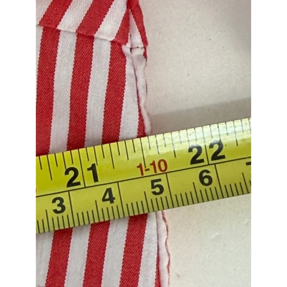 Michael Kors Red White Striped Grommet Tie‎ Front Bell Sleeve Blouse Womens Sz L